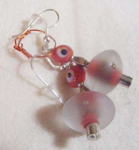 Orange African glass earrings