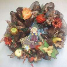 Fall Harvest Deco Mesh wreath