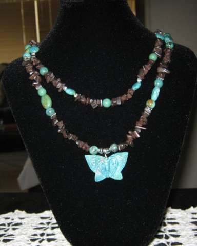 Turquoise Butterfly and Hemakyte Necklace