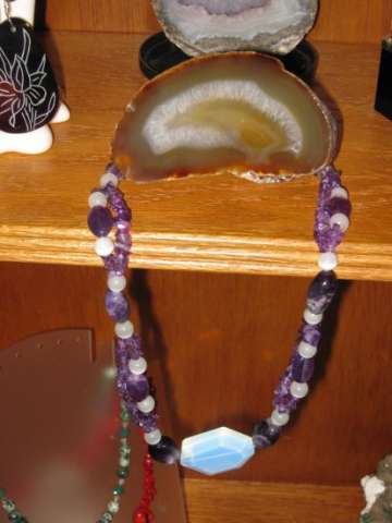Amethyst and Sea Opal glass Necklace
