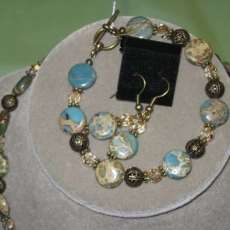 Terra cotta Jasper and Antique Brass Bracelet