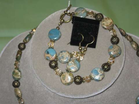 Terra cotta Jasper and Antique Brass Bracelet