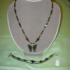 Hematyke Necklace and Bracelet W/ Goldstone Beads