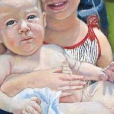 Detail of children's oil portrait