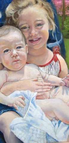 Detail of children's oil portrait