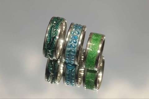 Sterling silver & enamel rings