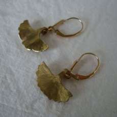 Ginkgo Hand-fabricated Brass Earrings