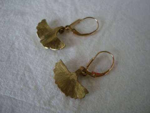 Ginkgo Hand-fabricated Brass Earrings
