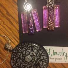 Dichroic Pendant and Earrings (Sterling Silver)