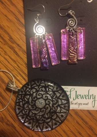 Dichroic Pendant and Earrings (Sterling Silver)