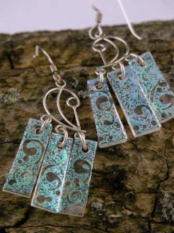 Sterling Silver and Dichroic Glass Earrings