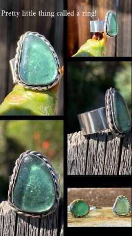 Aqua Sea Glass Rings