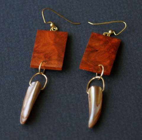 Cocbolo and Shell Earrings