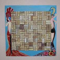 1920's Flapper girls wine cork bulletin board