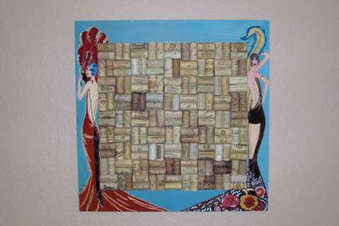 1920's Flapper girls wine cork bulletin board