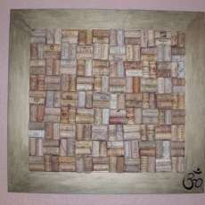 Handcrafted gold colored wine cork bulletin board