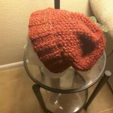 Holiday Red Knitted Slouchy Cuffed Hat