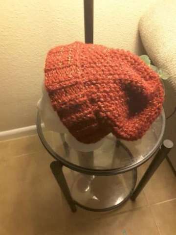 Holiday Red Knitted Slouchy Cuffed Hat