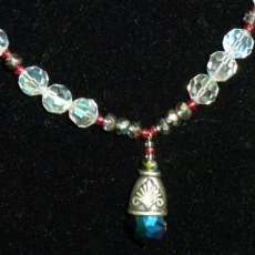 Vintage Beaded Necklace with Swarovski Pendant