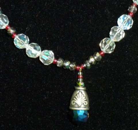 Vintage Beaded Necklace with Swarovski Pendant