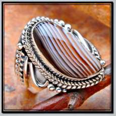 Beautiful Botswana Agate Ring in Sterling Silver