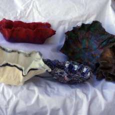 Silk and Wool Fiber Felted Bowls