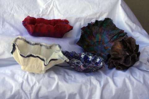 Silk and Wool Fiber Felted Bowls