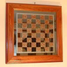 Gold squared chess board, Cherry & Mahogany framed.