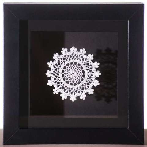 Daughter doily in a shadowbox