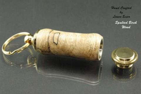 Spalted Birtch Wood Key Chain Pill Holder