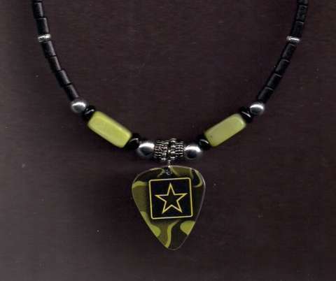 Army Guitar Pick Necklace