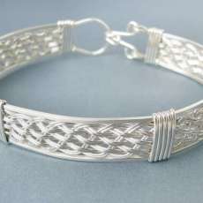 Woven Argentium Silver Bangle Bracelet