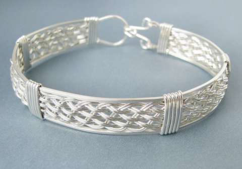 Woven Argentium Silver Bangle Bracelet