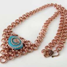 Copper Chainmaille Necklace with Magnesite Swirl Accent