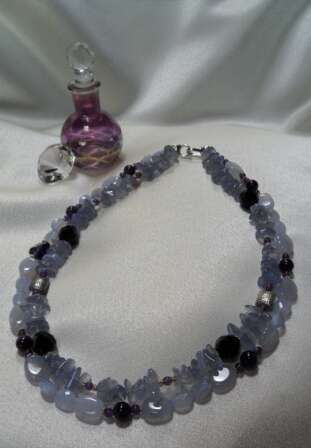 Chalcedony with Amethyst and Jet