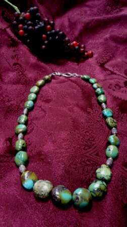 Large Green Turquoise with Sterling Silver