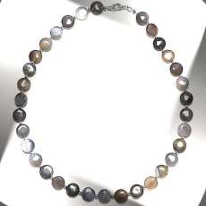 20" Botswana Agate 10mm coin necklace