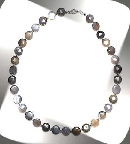 20" Botswana Agate 10mm coin necklace