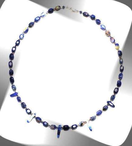 24" Sodalite nugget bead necklace