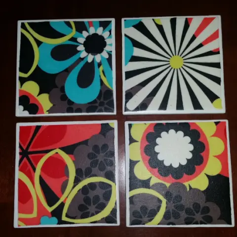 Tile Coasters Crazy Flower Design