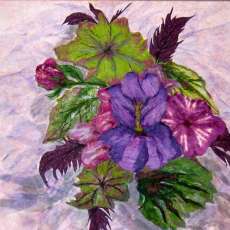 BOUQUET WITH BEGONIA LEAVES -30"X40" on canvas