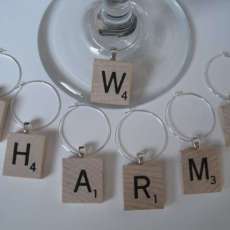 Scrabble Tile Wine Glass Charms