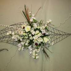 METAL LEAF WITH SILK AND NATURAL MATERIAL WALL HANGING