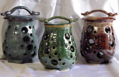 Hand Thrown Stoneware Candle Lanters