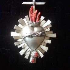 Sacred Heart Sterling Silver and Coral