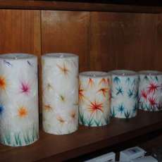 Candle Art, Hand painted by Joyce, wax on wax