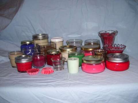 Overall View of Candles and Containers