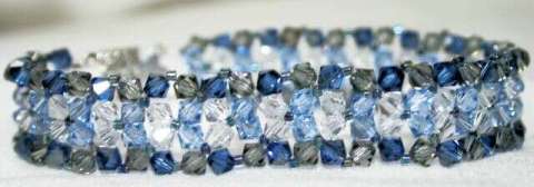 The Blues...Swarovski crystalbeaded bracelet with matching earrings