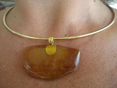 Unique Gold Fused Glass Pendant