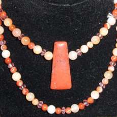 Sardonyx, Carnelian and Swarovski Crystal Necklace